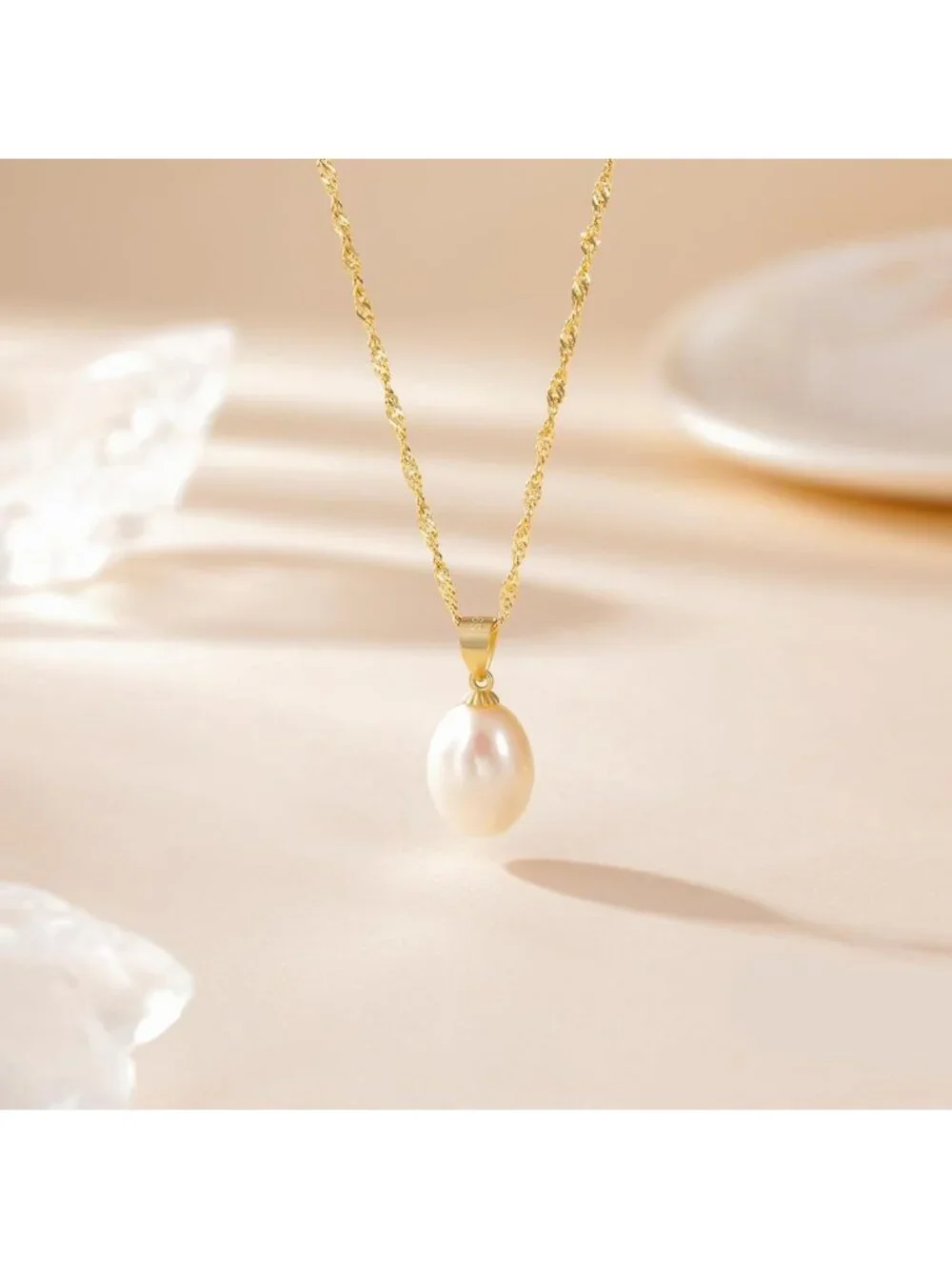 Trendy Dainty Pearl Necklace for Women - 925 Sterling Silver Freshwater Pendant